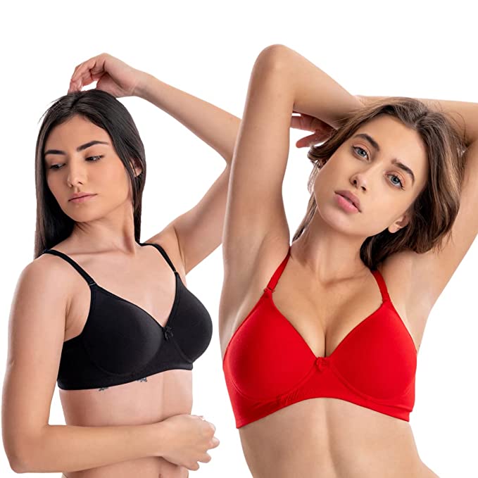 AAVOW Women Regular Lightly Padded Wirefree Combo Bra for Everyday use-  Pack of 2
